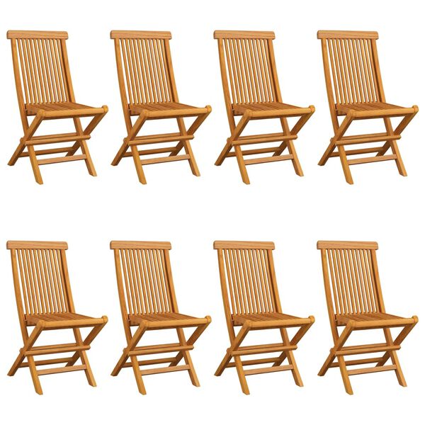 vidaXL Patio Chair Set of 8 Teak wood, Bright Green Cushion