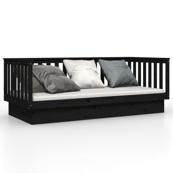 vidaXL Day Bed Black Solid pine wood 39.4 x 78.7 in
