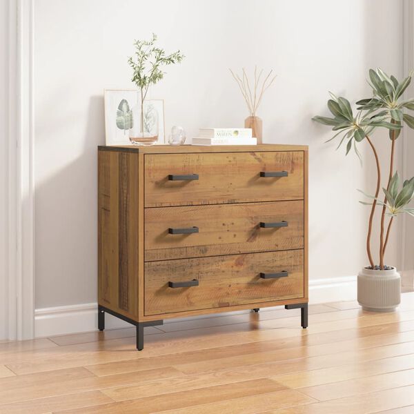 vidaXL Chest Of Drawers Natural Pine Solid pinewood, engineered wood, metal