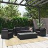 vidaXL Garden Sofa Black Poly Rattan, Powder-Coated Steel, Polyester