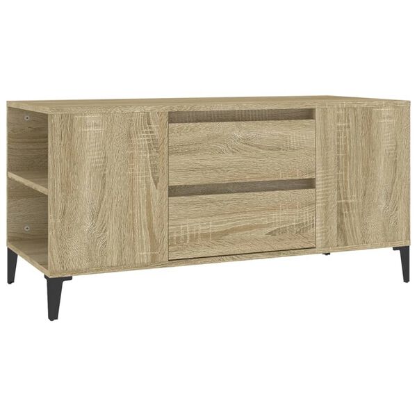 vidaXL TV Cabinet Sonoma Oak Engineered Wood, Metal Medium TV Cabinet