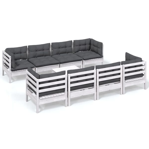 vidaXL Garden Lounge Set White and Anthracite