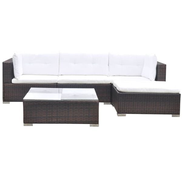 vidaXL Lounge Set Brown Powder-coated steel Medium Modular
