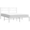 vidaXL Metal Bed Frame without Mattress with Headboard White 53.1"x74.8"