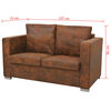 vidaXL 2-seater Sofa Brown Artificial Suede Leather Medium