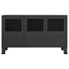vidaXL Sideboard Black Metal, glass Medium Sideboard Rectangular