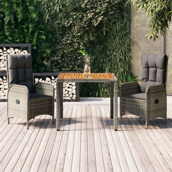 vidaXL Garden Dining Set Grey