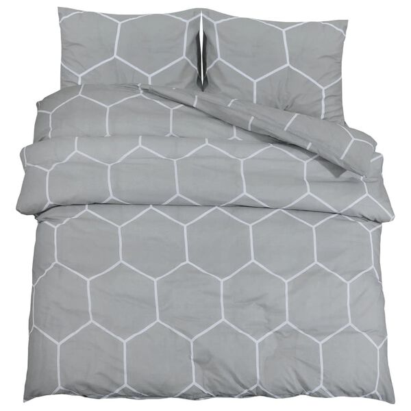 vidaXL Duvet Cover Set Set of 2 Grey 100% Cotton 102.4x94.5 in