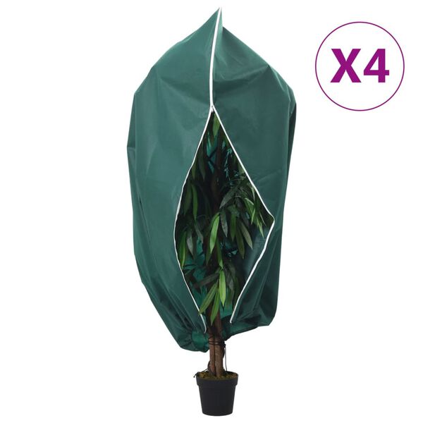 vidaXL Plant Fleece Cover Set of 4 Green 100% polypropylene Large