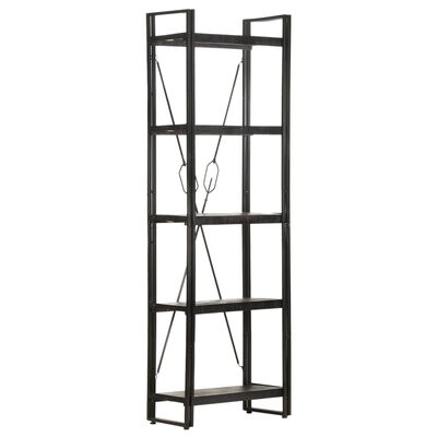 vidaXL 5-Tier Bookcase Black 23.6"x11.8"x70.9" Solid Mango Wood