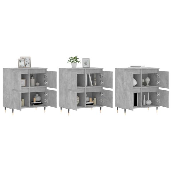 vidaXL Sideboard Set of 3 Concrete Grey Engineered wood, Metal Large
