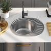 vidaXL Kitchen Sink with Strainer Oval Stainless Steel