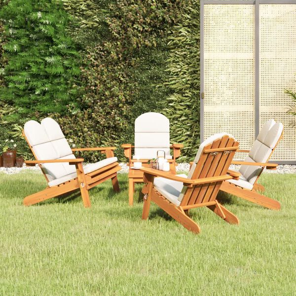 vidaXL Garden Lounge Set Cream white, Natural wood