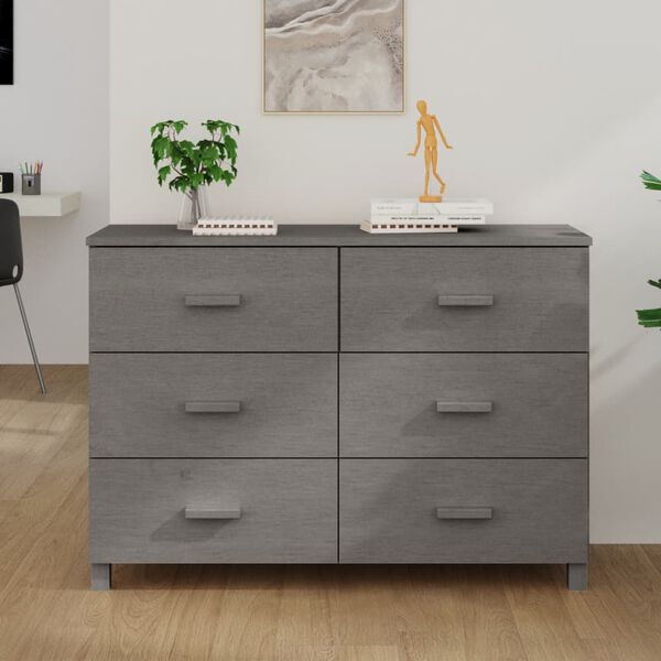vidaXL Sideboard Light Gray Solid Pine Wood 44.5x15.7x31.5 in Sideboard