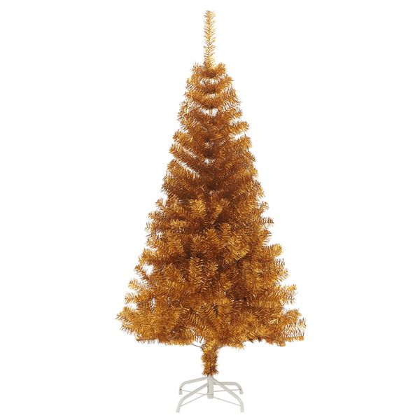 vidaXL Artificial Christmas Tree Gold PET 4 ft Durable