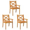 vidaXL Dining Chair Set of 3 Natural Acacia Solid Acacia wood Standard