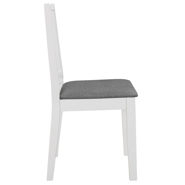 vidaXL Dining Chair Set of 6 White and Grey Solid Wood and 100% Polyester