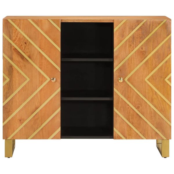 vidaXL Side Cabinet Brown and Black Solid Mango Wood, MDF, Iron Medium