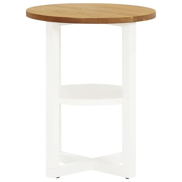 vidaXL Lamp Table Oak and white Solid oak wood, MDF, solid acacia wood
