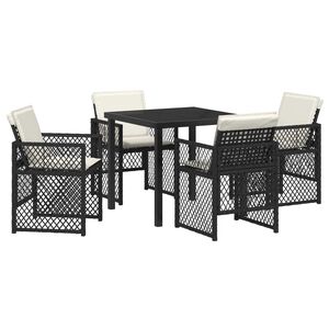 vidaXL Garden Dining Set 5 pcs Black Poly Rattan