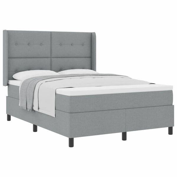 vidaXL Box Spring Bed with Mattress Light gray 55.1" x 78.7" fabric