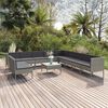 vidaXL Garden Lounge Set Grey PE Rattan, Powder-Coated Steel, 100% Polyester