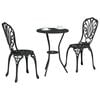 vidaXL Garden Bistro Set 3 pcs Black Aluminium
