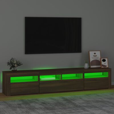 vidaXL TV Stand with LED Lights Brown Oak 82.7"x13.8"x15.7"