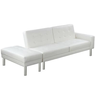 vidaXL Sofa Bed Artificial Leather White Adjustable