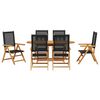 vidaXL Garden Dining Set Folding 7 pcs Black Solid Acacia Wood