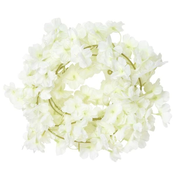 vidaXL Christmas Flower Garland White Artificial silk and PE Large