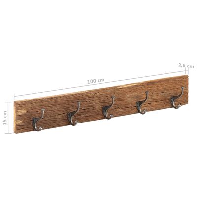 vidaXL Hall Hanger with 5 Hooks 39.4"x1"x6" Solid Reclaimed Wood