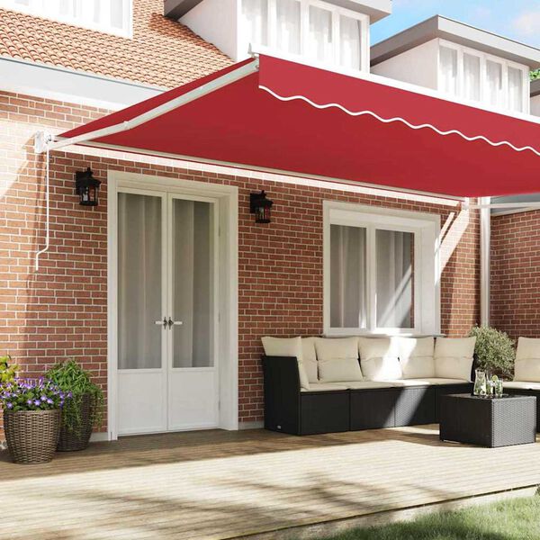 vidaXL Retractable Awning Red 196.85" x 118.11" Fabric and Metal