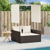 vidaXL Double Sun Lounger Brown, Cream White
