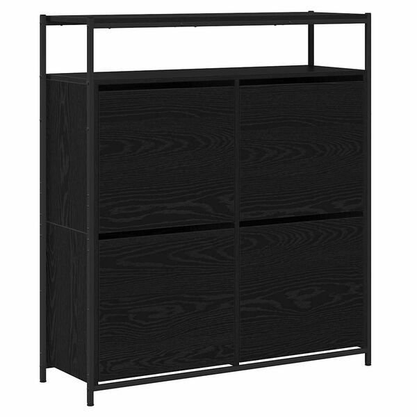 vidaXL Shoe Cabinet Black Oak 100 x 34 x 112 cm Engineered Wood