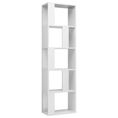 vidaXL Book Cabinet/Room Divider High Gloss White 17.7" x 9.4" x 62.6" Engineered Wood
