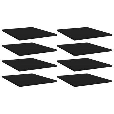 vidaXL Bookshelf Boards 8 pcs Black 15.7"x19.7"x0.6" Engineered Wood