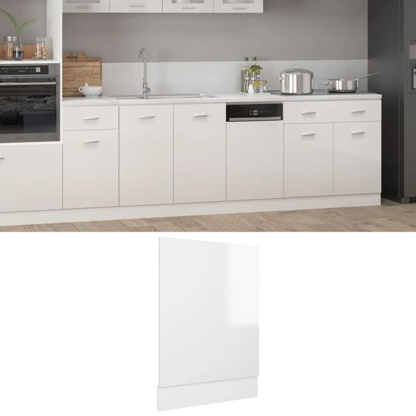 vidaXL Dishwasher Panel High gloss white Engineered Wood