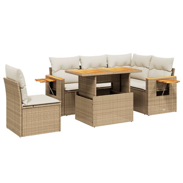 vidaXL Garden Sofa Set Beige PE rattan Medium Modular Garden Sofa Set