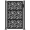 vidaXL Garden Gate Black 39.4x59.1" Steel Leaf Design