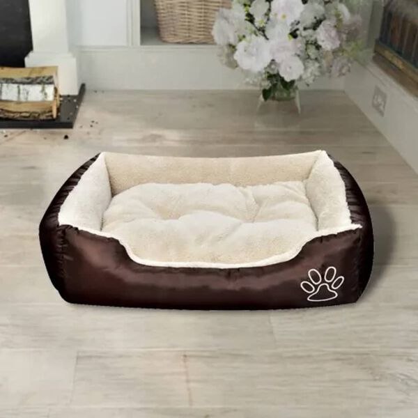 vidaXL Dog Bed Brown and Beige PU Coated Oxford Fabric, Faux Fur