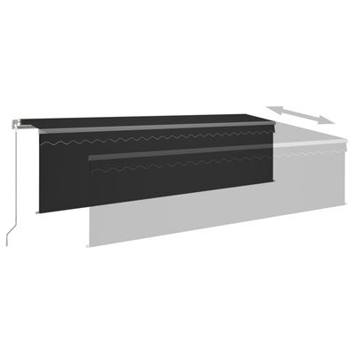 vidaXL Manual Retractable Awning with Blind&LED 196.9"x118.1" Anthracite