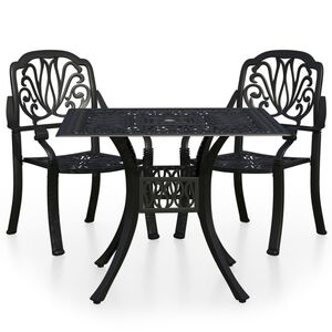 vidaXL Bistro Set Black Cast aluminum Small Durable Bistro Set Round