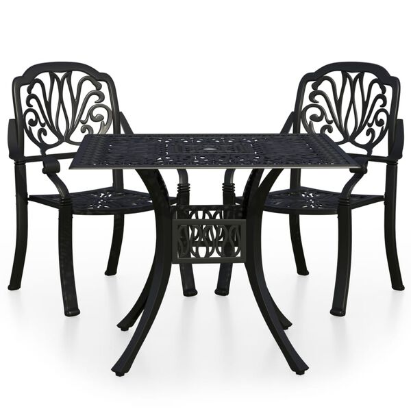 vidaXL Bistro Set Black Cast aluminum Small Durable Bistro Set Round