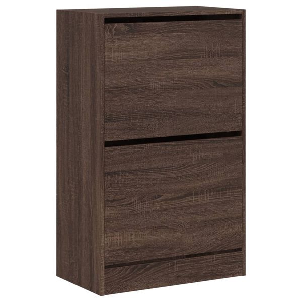 vidaXL Shoe Cabinet Brown Oak Engineered Wood Compact Shoe Cabinet