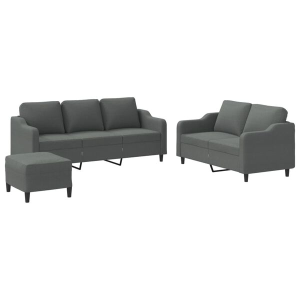 vidaXL Sofa Set Dark Grey Fabric (100% polyester), metal, textilene, plywood