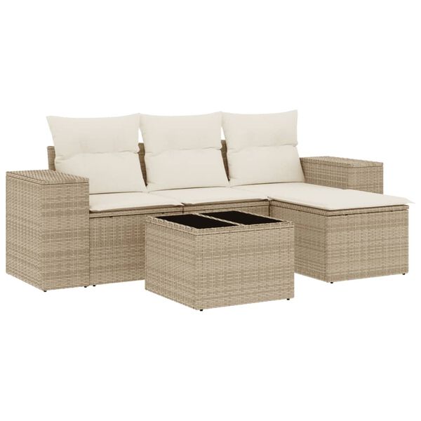 vidaXL Garden Sofa Set Beige PE rattan Medium Modular Garden Sofa Set