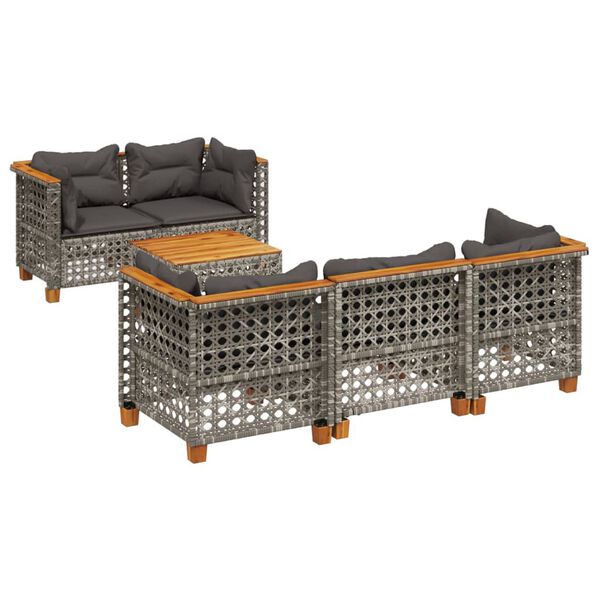 vidaXL Garden Sofa Set Grey PE rattan Modular, flexible configuration