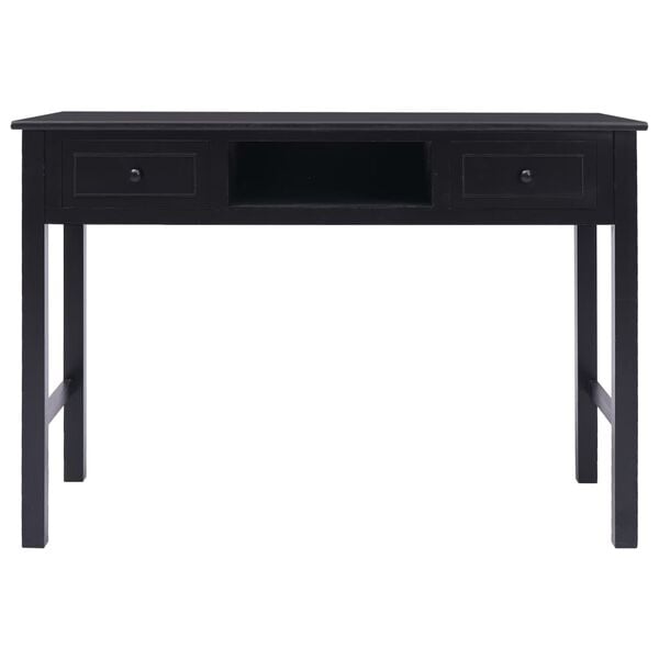 vidaXL Desk Black Paulownia wood Medium Desk Rectangular Vintage