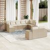 vidaXL Garden Sofa Set Beige PE Rattan, Polyester 9 Piece Set